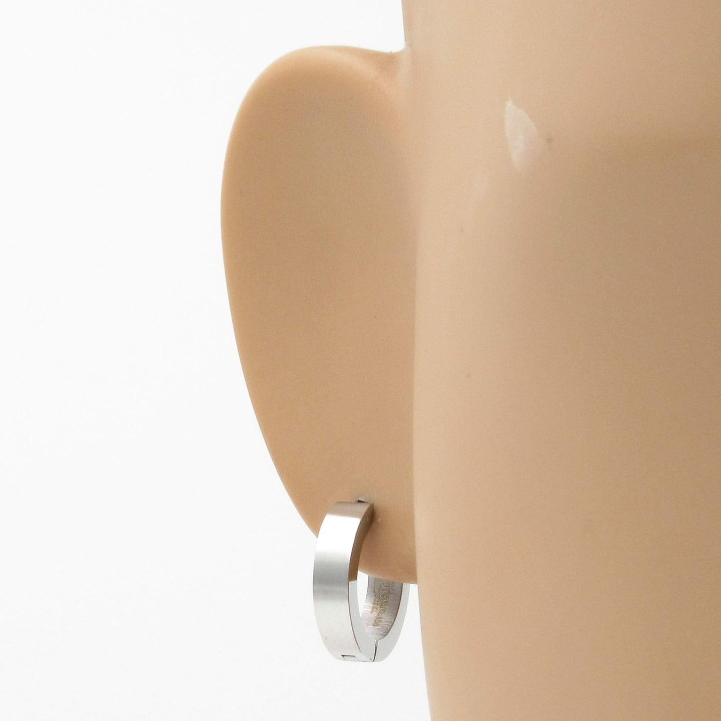 Pair Stainless Steel Brush Hoop Men Earrings
