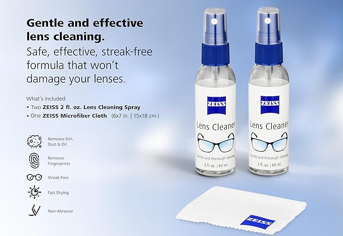 ZEISS 2oz Lens Cleaning Spray with Microfiber Cloths - Pack of 2