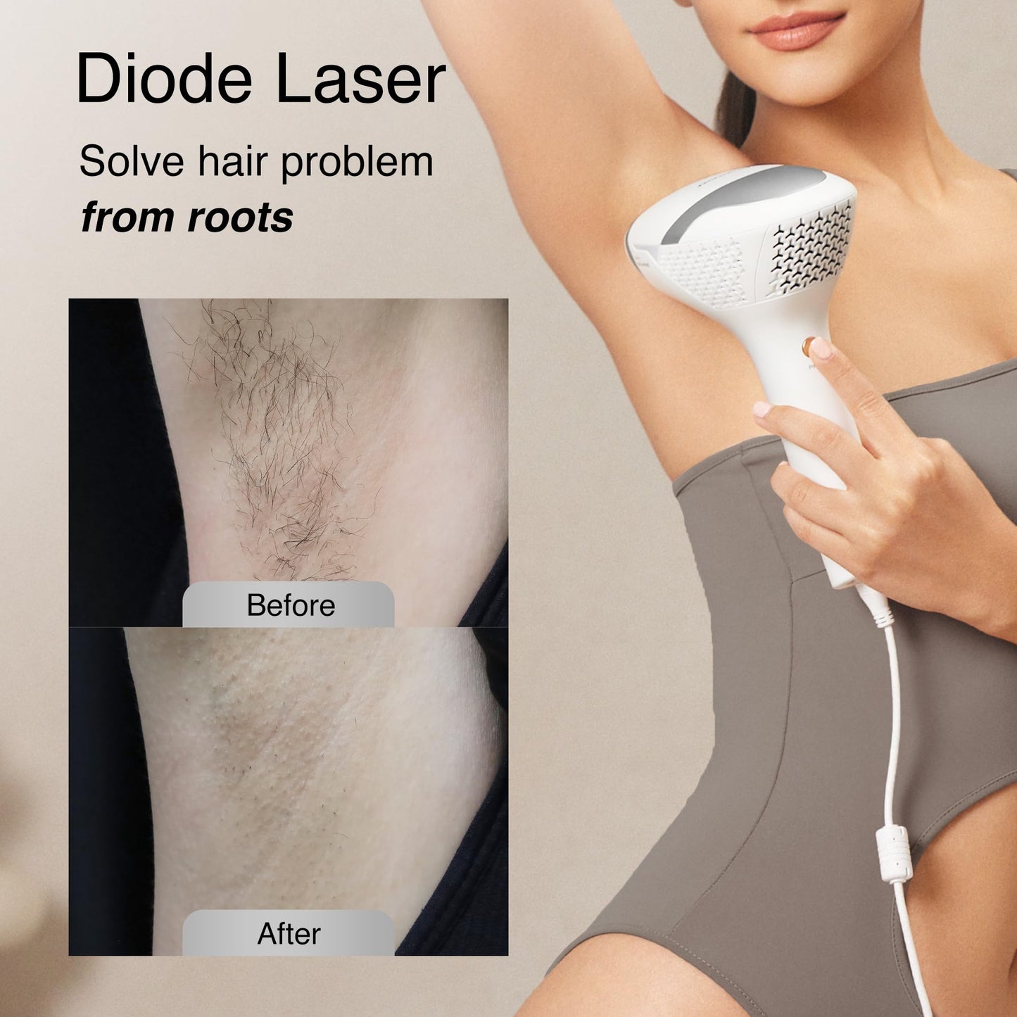 DermRays Diode Laser Hair Removal for Men and Women, V8S for Skin Tone 1-5, Permanent Reduction in Hair Regrowth, The World's Fi