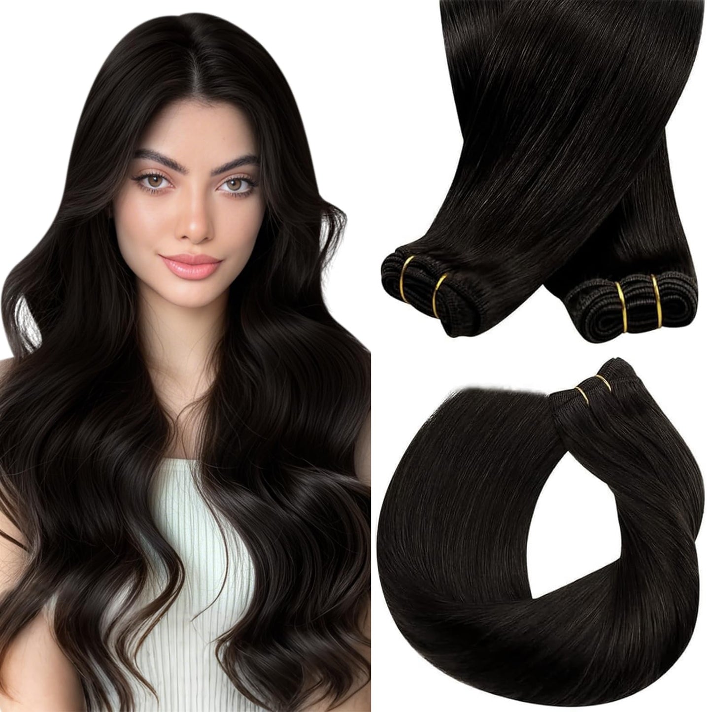 Sunny Hair Extensions Weft Brown Sew in Hair Extensions Real Human Hair Brown Weft Human Hair Extensions Dark Brown Sew in Exten