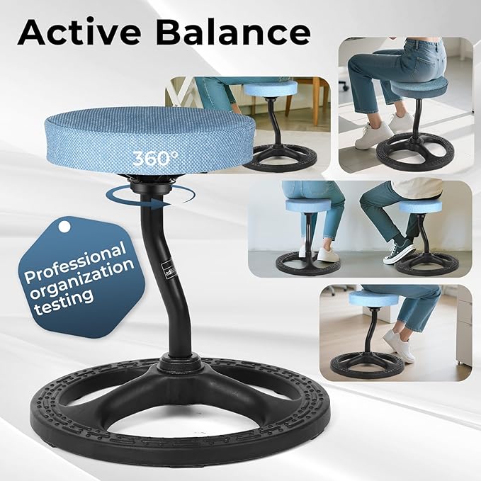 Upaloop ADHD Chair for Kids, Yoga Chairs for Adults, Wobble Stool Active Flexible Seating Desk Chair with Non-Slip Base and Washable Seat Cover for Stability, Balance, Yoga, Office, School, Classroom