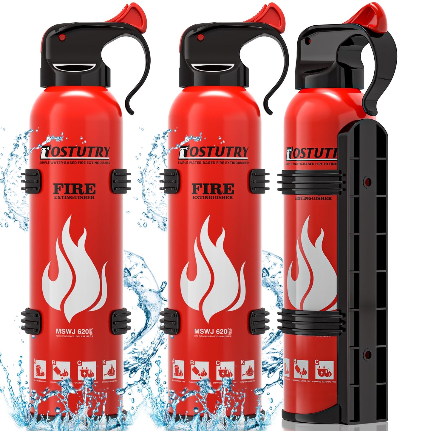 Upgraded 8-IN-1 Fire Extinguisher for Home Vehicle Car Kitchen Boat, Small Fire Extinguishers Spray with Mount for Class A B C K Fire, Portable Non-Toxic Prevent Re-Ignition Easy Clean (3 Pack)