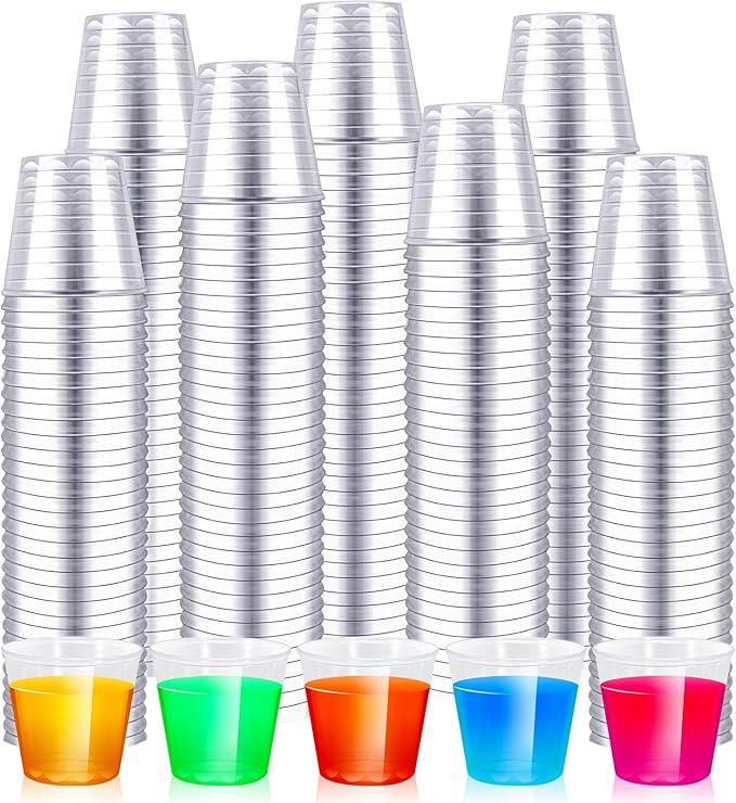 Enjamyo 500 Pack 1.5oz Plastic Shot Glasses,Mini Disposable Cups,Clear Plastic Shot Cups,Small Party Cups Tasting Cups for...