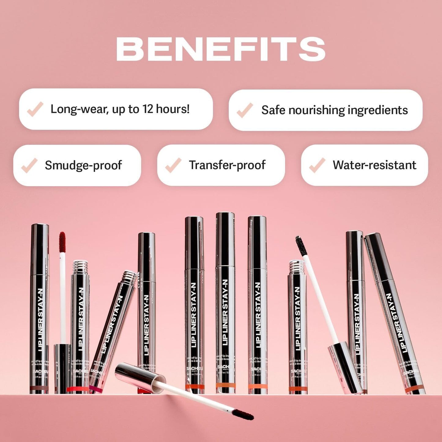 Sacheu Lip Liner Stay-N Peel Off Lip Stain - Long Lasting Matte Lip Tattoo Transfer Proof Lipstain Infused with Hyaluronic Acid