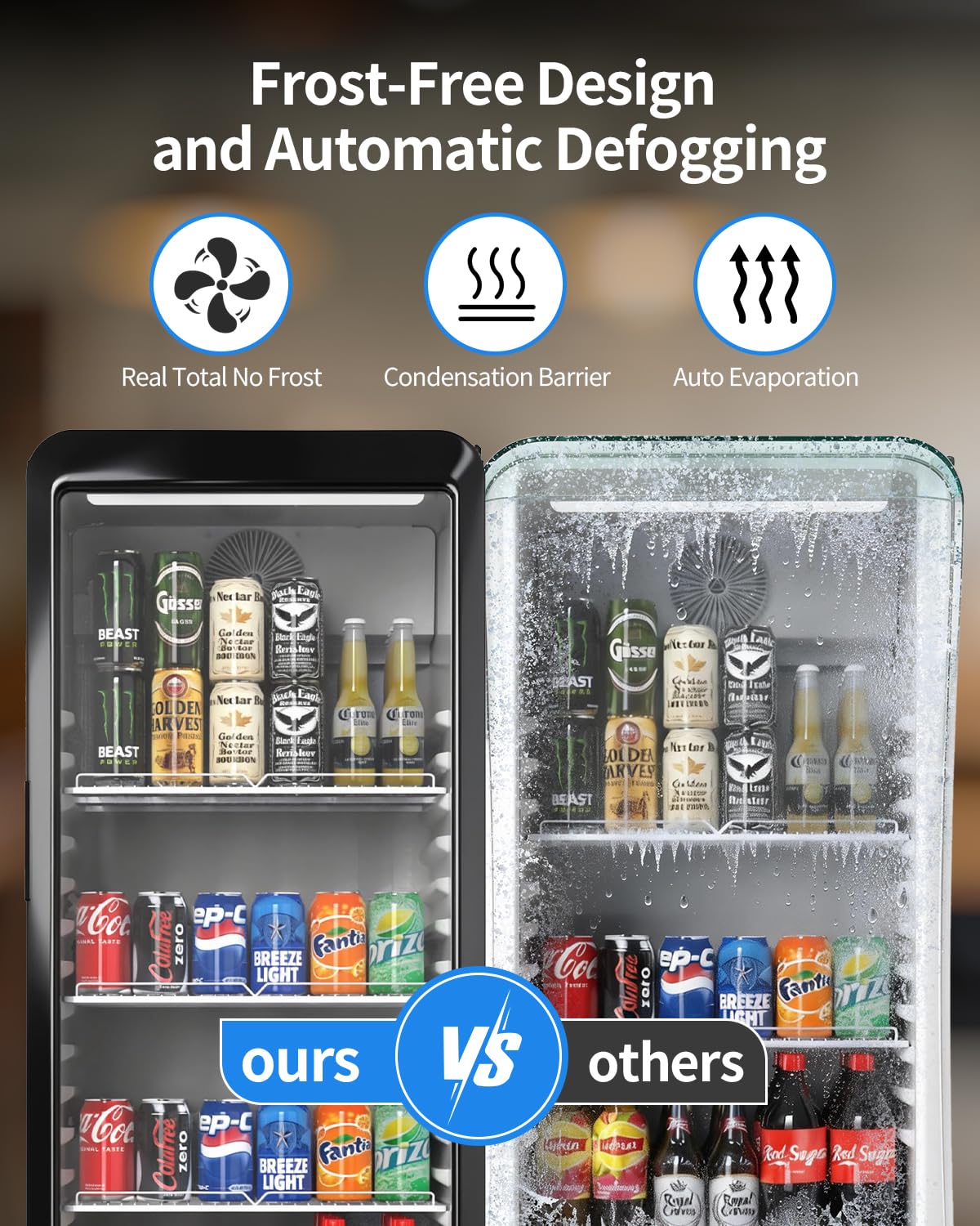 8.37 Cu. Ft Commercial Beverage Refrigerators, Drink Fridge with Glass Door & LED, 3 Adjustable Shelves Holds 228 Cans, Outdoor Display Fridge for Bar, ETL, DOE, and NSF certified
