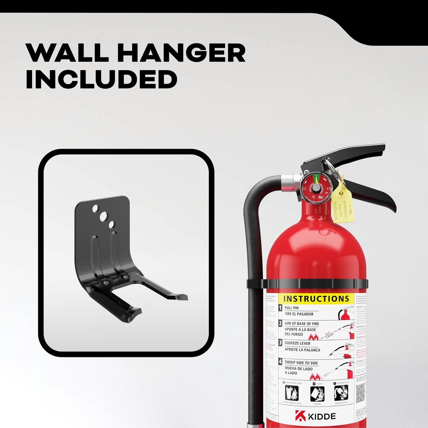 Kidde Commercial-Grade Fire Extinguisher for Office, Parking Garages, Rechargeable, 3A40BC