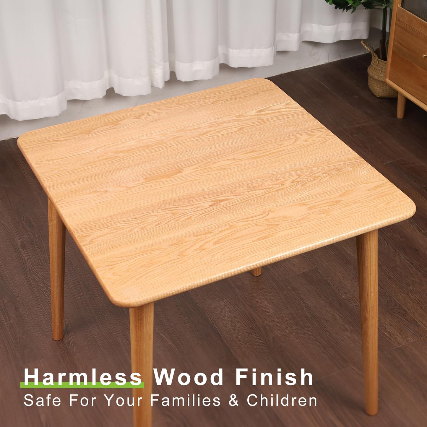 Towood Lifee Square Dining Table 31.5“, Solid Wood Kitchen Table for Small Space, Midcentury Modern Wooden Kitchen Dining Table with Oak Finish, 31.5" L x 31.5" W x 29.5" H, Natural