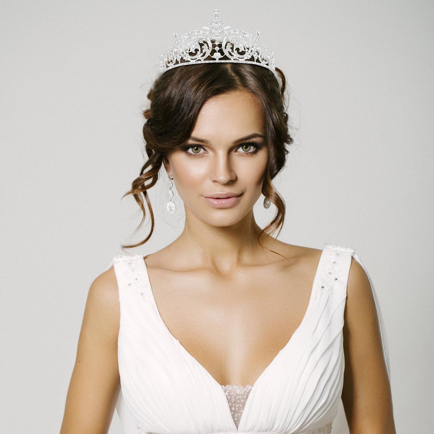 CIEHER Crowns for Girls & Women - Silver Wedding Tiara for Bridal, Prom, Quinceanera, Birthday & Christmas Gifts - Hair Accessor