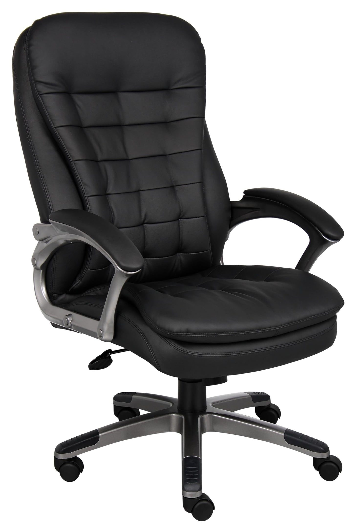 Boss Office Products B9331 High Back Executive Chair with Pewter Finsh, Black