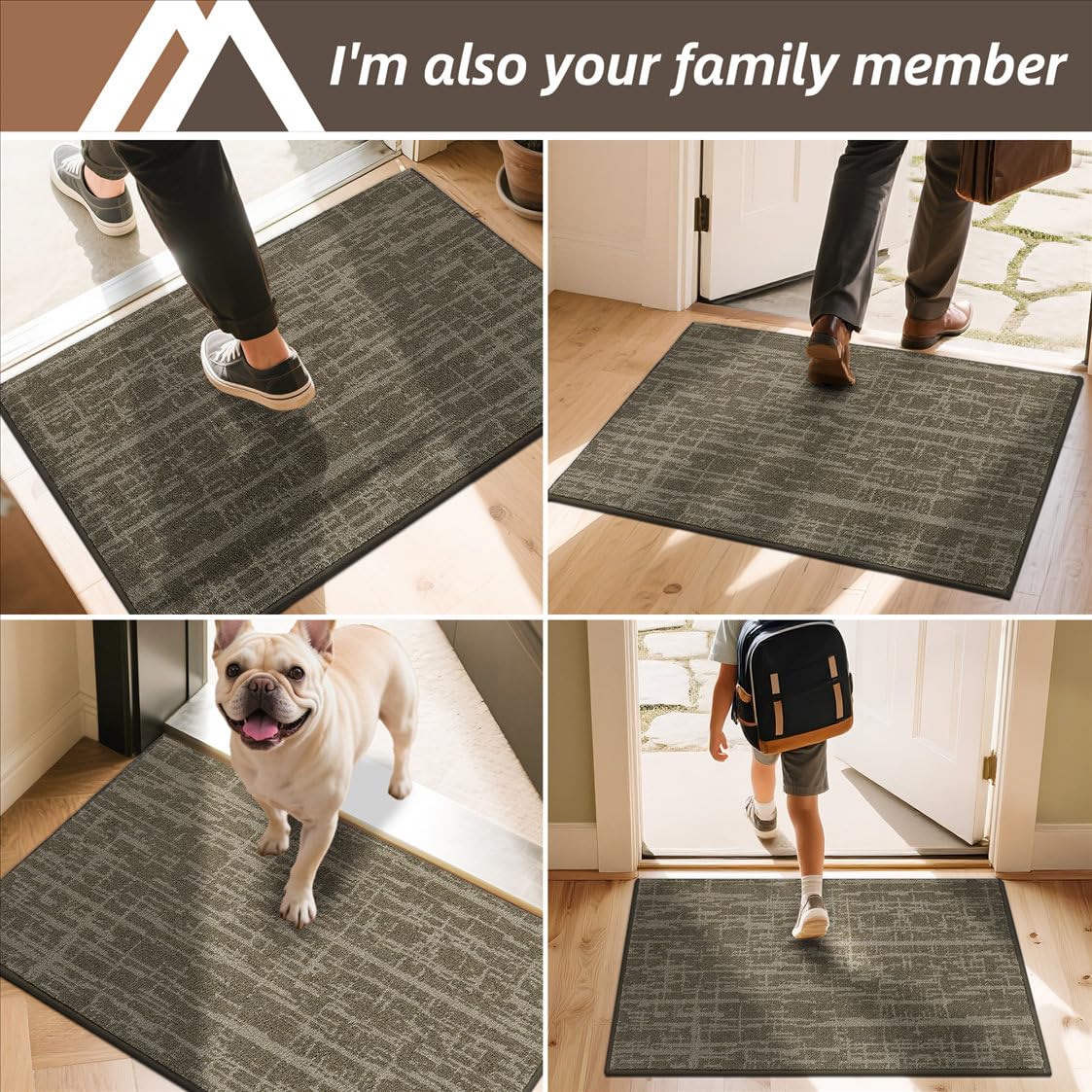 COSY HOMEER-Dirt-Trapper-Door-Mat 32"x48" Non-Slip Entryway Rugs Washable Welcome Mat Absorbent Entrance Mats Low Pile Dog Door Mats for Front Back Doomats and Wet Shoes,Light Brown