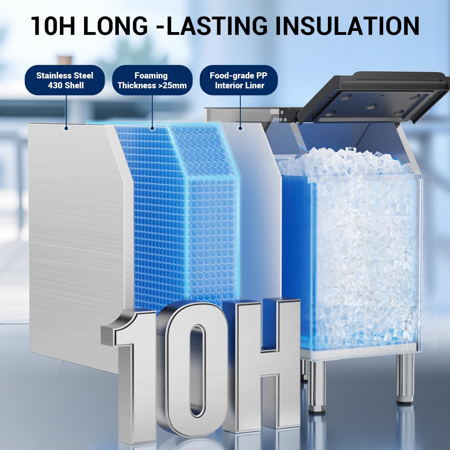 Commercial Ice Maker, 780 LBS/24h with 450 LBS Storage Bin, 234 Ice Cubes Ready in 5-15 min Air Cooled Stainless Steel Ice Maker, 22 Ice Thicknesses Industrial Ice Machine for Bar/Cafe/Restaurant
