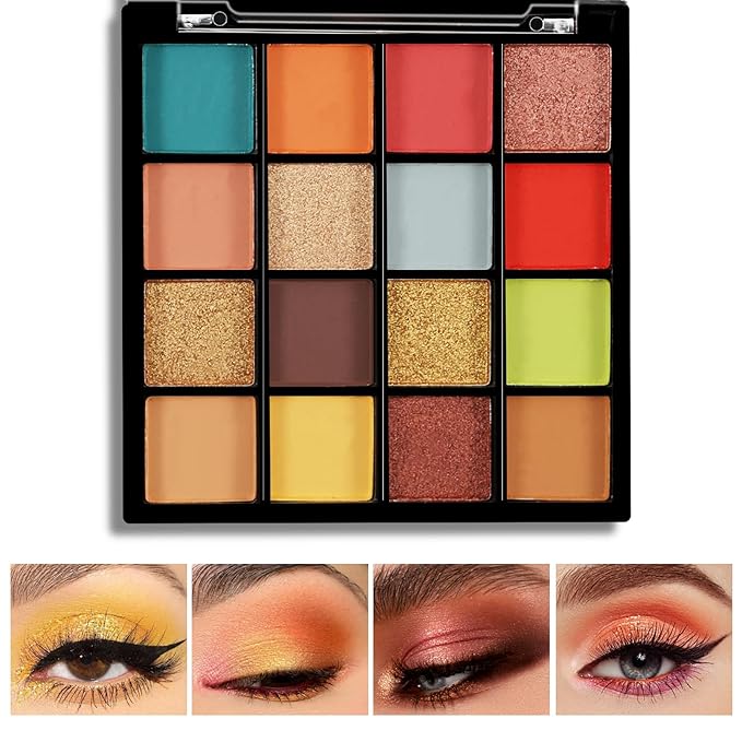 Boobeen Colorful Eyeshadow Palette Makeup-16 Colors, Matte and Glitter Eyeshadow, Bright Eyeshadow palettes, Blendable, Easy to Build Dramatic Glamour Looks (02#)