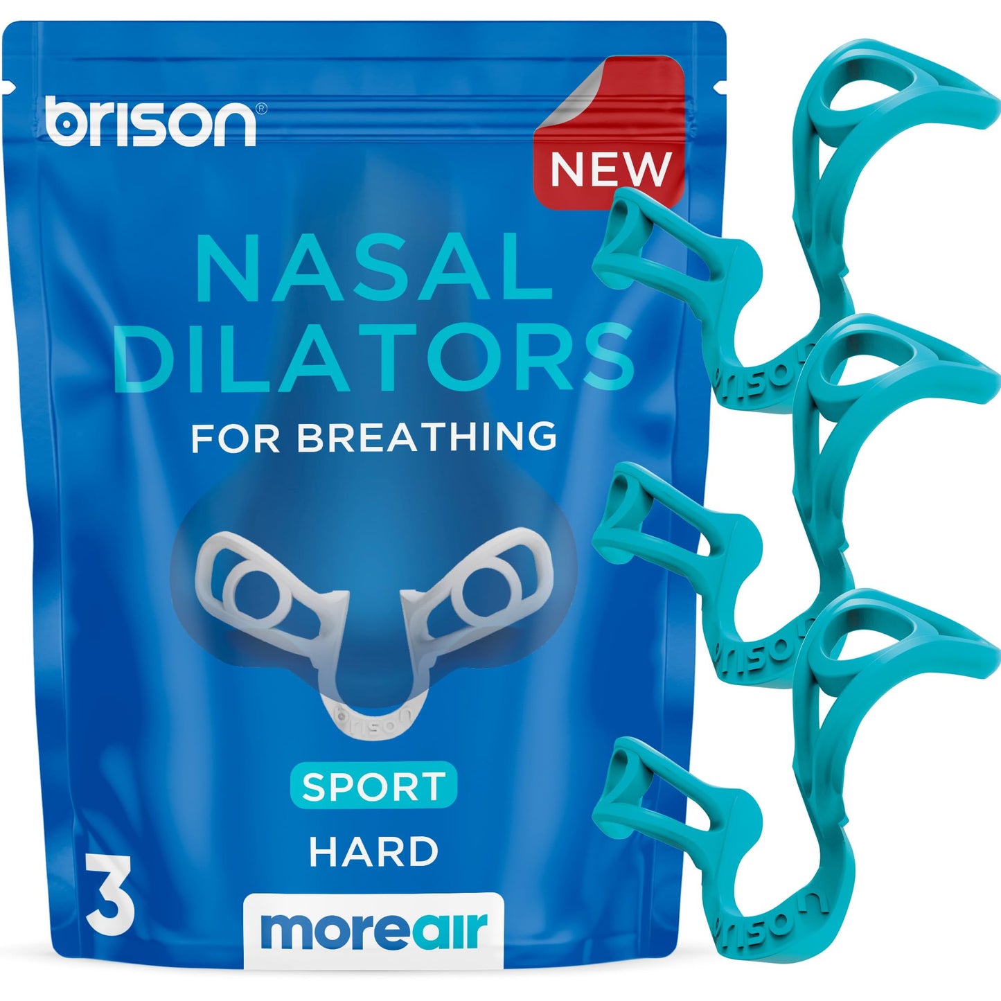 Brison Nasal Dilators for Breathing and Sleeping - 3 Pack Anti Snoring Nose Vents Opener for Better Breathing Sleeping and Activity Improves Airflow - Hard