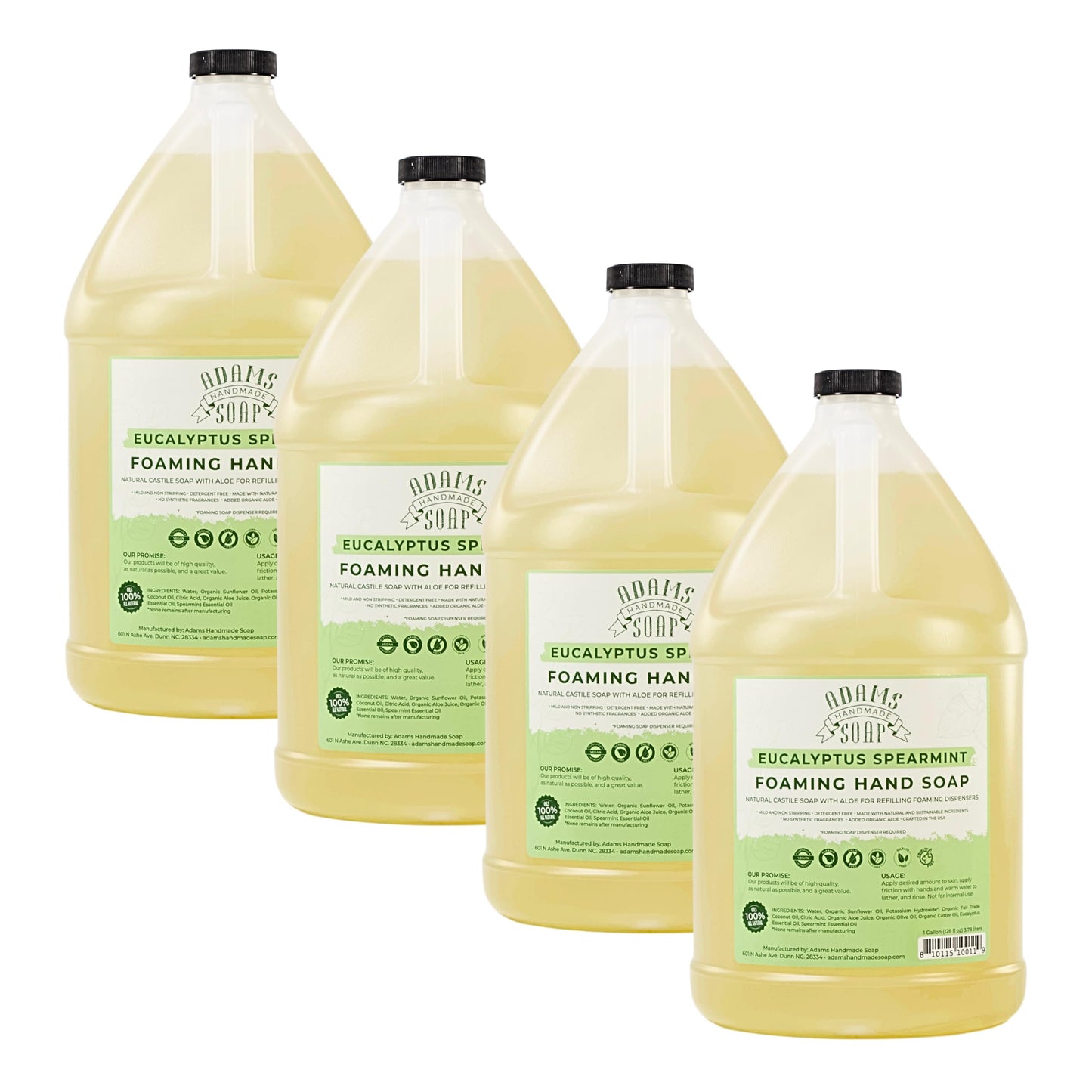 Adams Handmade Soap Liquid Foaming Soap 1 Gal - Euc Spearmint (Pack of 4)