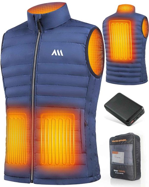 SowYee Heated Vest for Men Women with 20000mAh Battery Pack Included, Mens Electric Warming Heating Vests Jacket Coat for Hunting, Blue, XL
