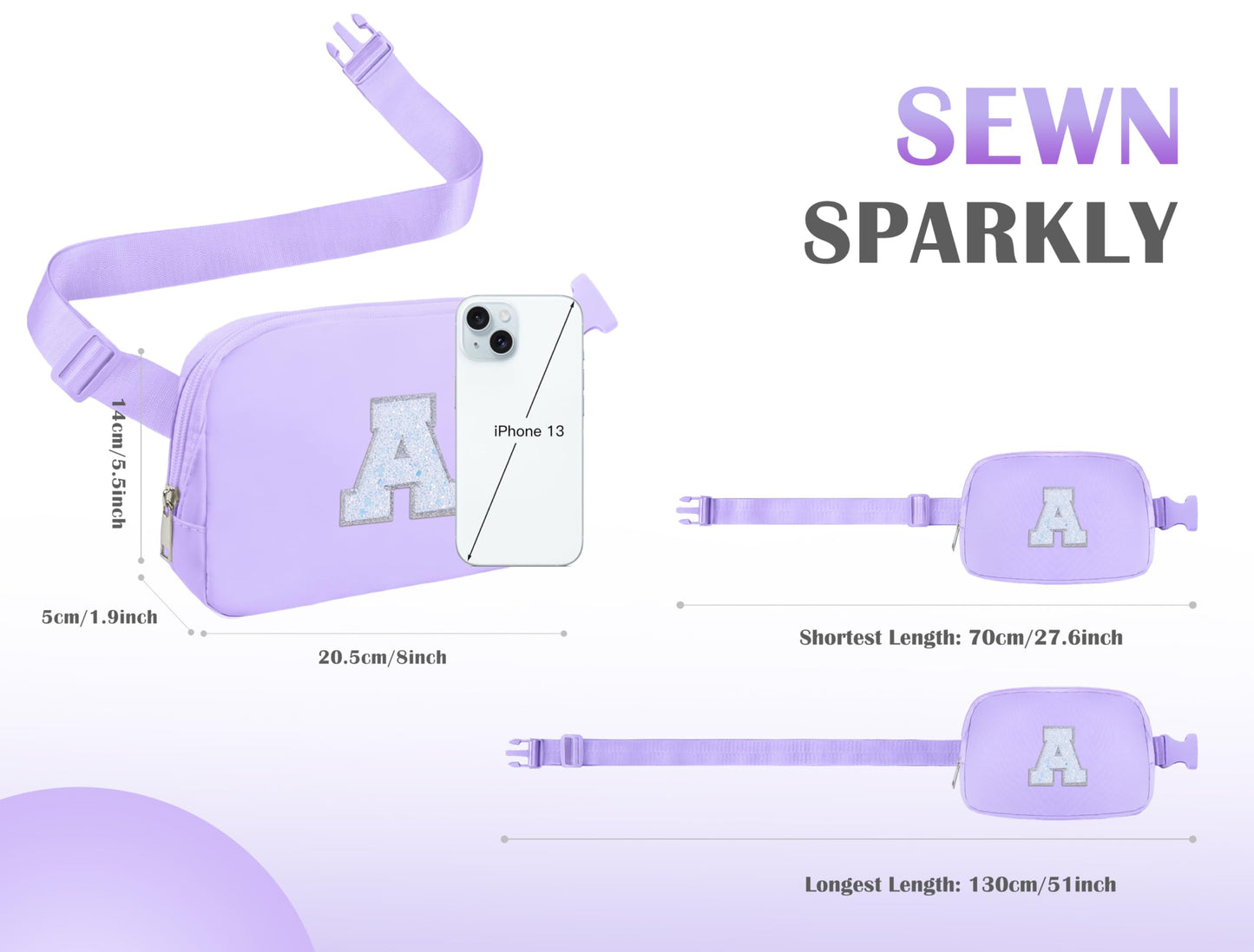 COSHAYSOO Birthday Gifts for Girls Purple Fanny Pack Initial Belt Bag Crossbody Purse 4 5 6 7 8 9 10 11 12 13 14 15 Year Old Girl Daughter Tween Preteen Teen Girl Trendy Stuff Letter A