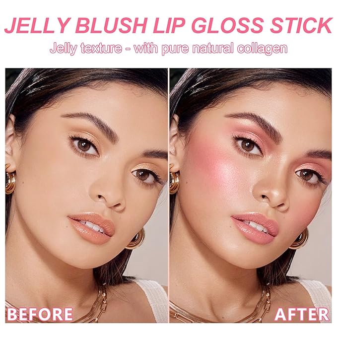 3 Pcs Jelly Blush Contour Stick for Cheeks Eyes Lips Lightweight Dewy Finish Blush Stick Waterproof Long Lasting Contour Trio Wand Face Makeup Set for Wome (3PCS)