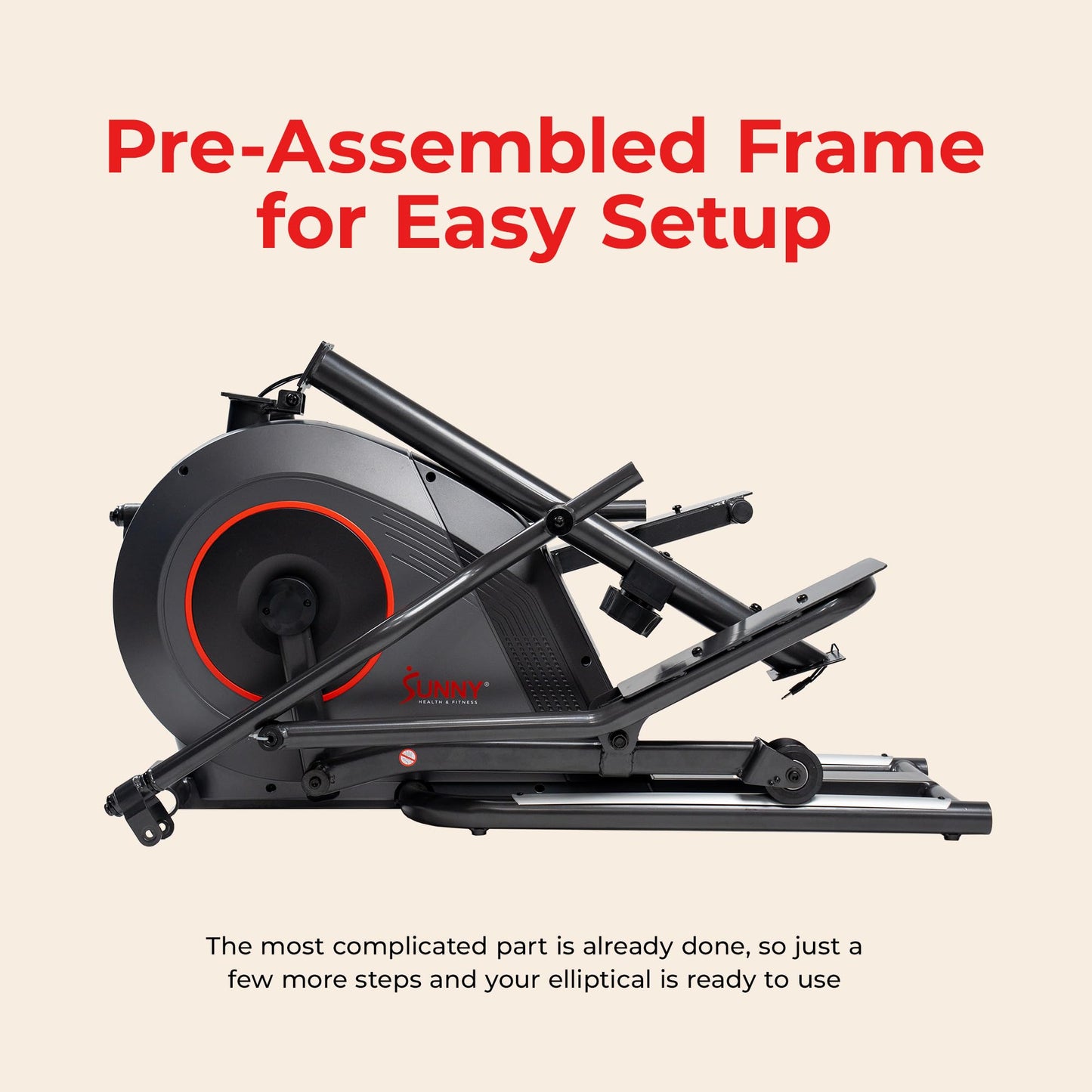Sunny Health & Fitness Upright Magnetic Elliptical Exercise Machine w/Pulse Sensor for Full Body Cross Training Cardio Machine for Home, Optional Long Stride via Bluetooth and App Access Black