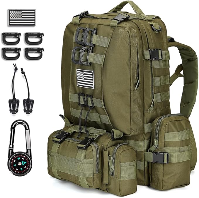 CALUOMATT Large Military Tactical Backpack for Men, 40-50L Backpacks for Women, Bug out Bag Army 3 Days Pack Bags Rucksack...