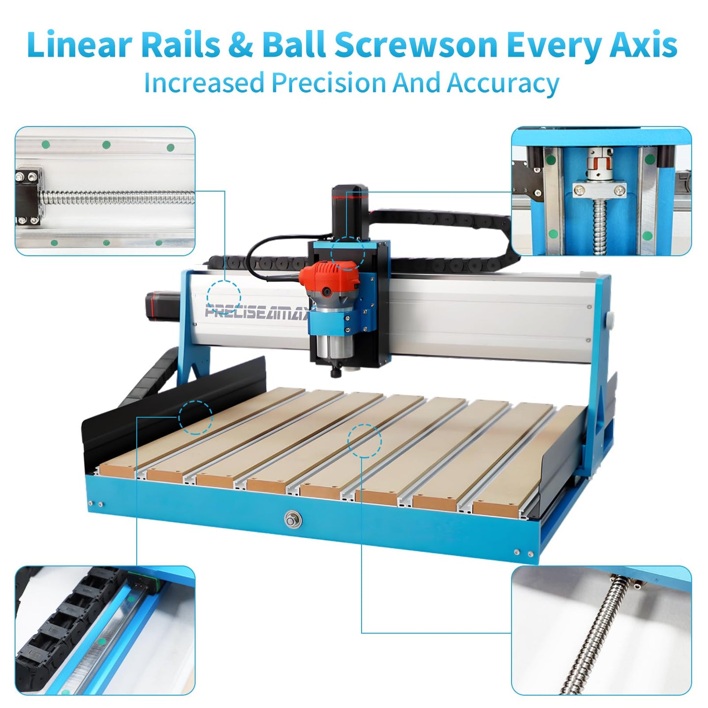 WolfPawn CNC Router Machine — Desktop CNC 3 Axis Engraving,CNC Milling Machine for Metal Wood Acrylic,GRBL Control with 500W Spindle,Machine Woodworking Industrial Application(6050 PreciseaMAX)