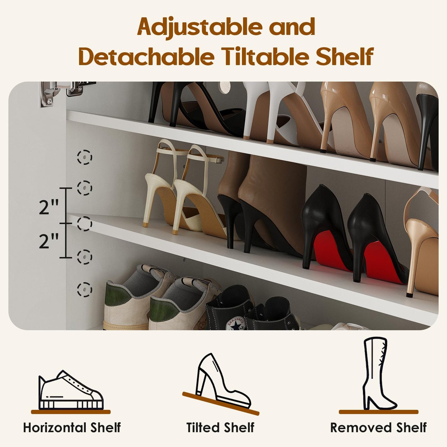 Soohow Shoe Cabinet with Doors, 7 Tier 28 Pairs Shoe Cabinet Storage for Entryway, Hidden Narrow Shoe Cabinets with Adjustable Shelves for Hallway, Living Room
