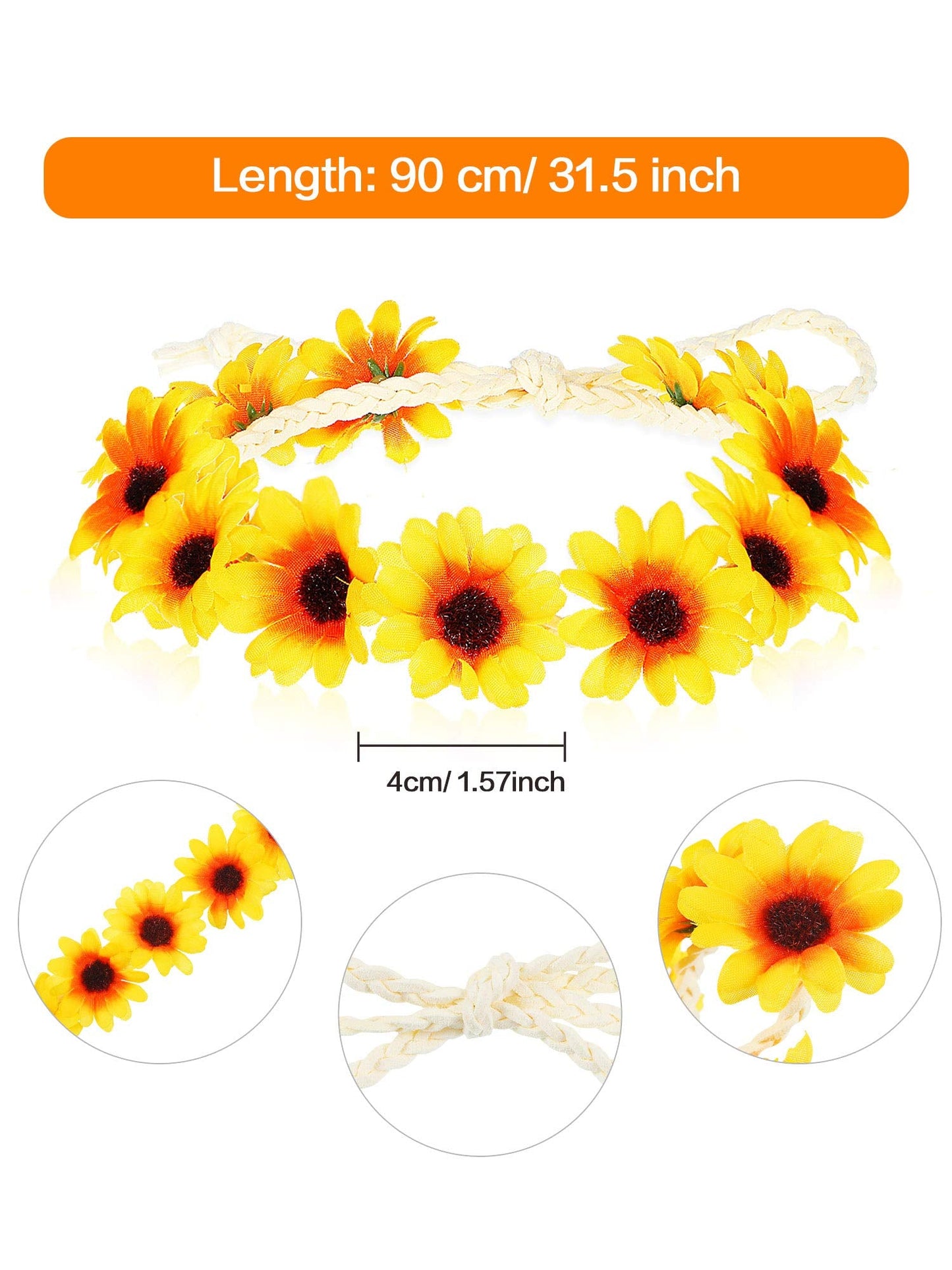 Frienda 5 Pcs Hippie Costume Set Glasses Headband Peace Sign Earrings Necklaces Tie Dye Bandana Hippie Accessory for 60s 70s(Rainbow Style)