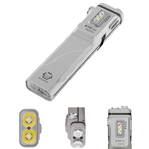 RovyVon E30 Pro Marble USB-C Rechargeable EDC Flashlight, Max 3500 Lumens Flat Flashlight with Proximity Sensor, Combo Switch Versatile Pocket Light for Everyday Carry/Emergency(365nm+Red+White)