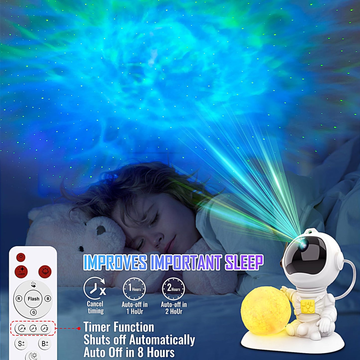 Astronaut Galaxy Projector, 3 in 1 Star Projector with Remote and Timer, 33 Light Effects, 3.5 inch Moon Lamp LED Night Light for Kids Room, Home Decor, Gifts for Girls Boys Kids Teens Birthdays