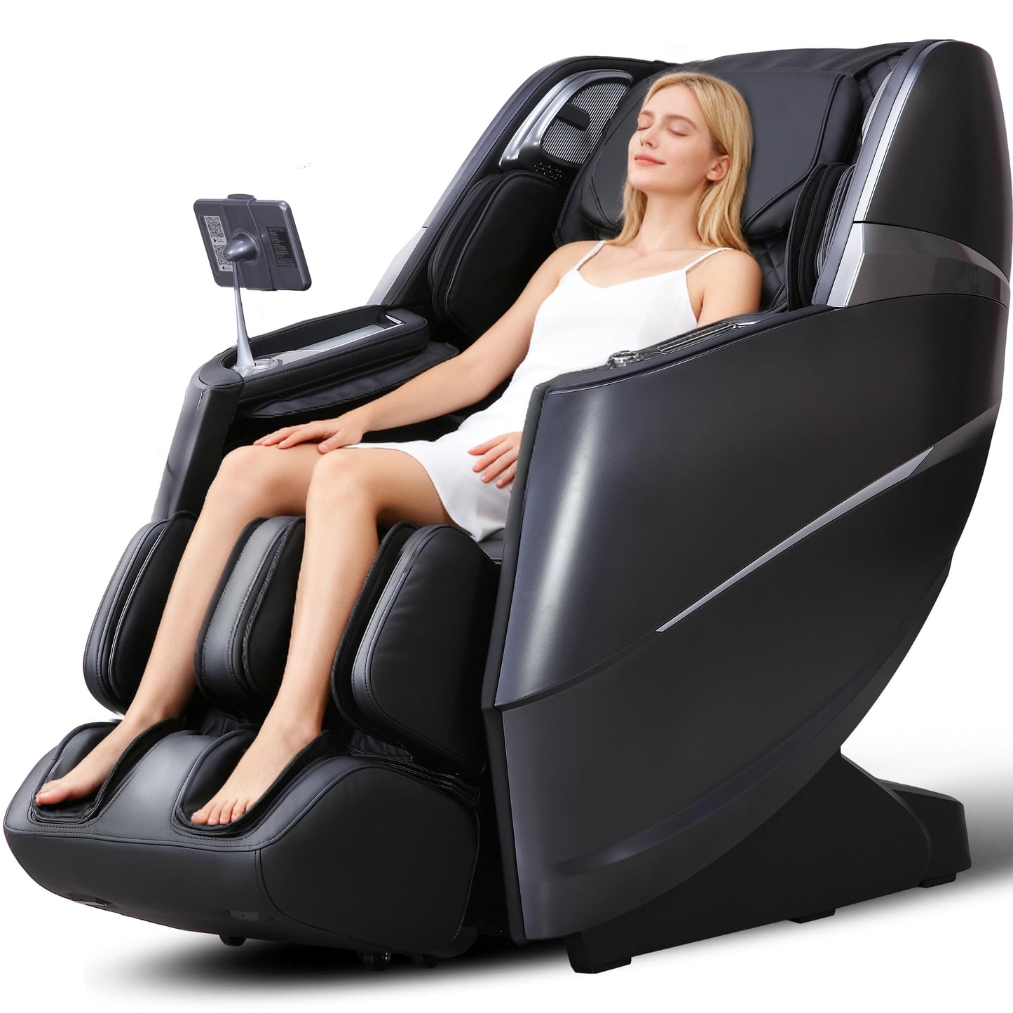 MeitFith Upgrade 4D Massage Chair Zero Gravity Massage Chair Full Body and Recliner AI Voice Control Auto Legrest Calf & Foot Rollers Heated Program Customization Black