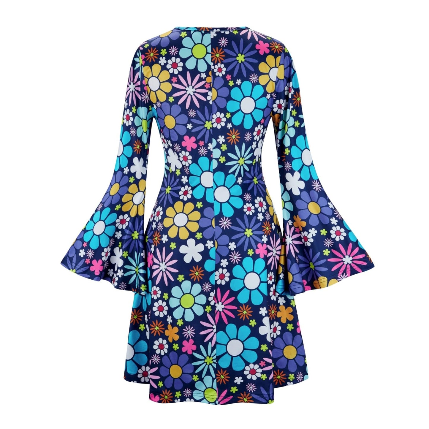 Disco Outfit Woman 70s Fancy Dress Hippy 60s 80s 90s 70's Costume Plus Size Halloween Costumes Clothes Yellow Deep Blue M