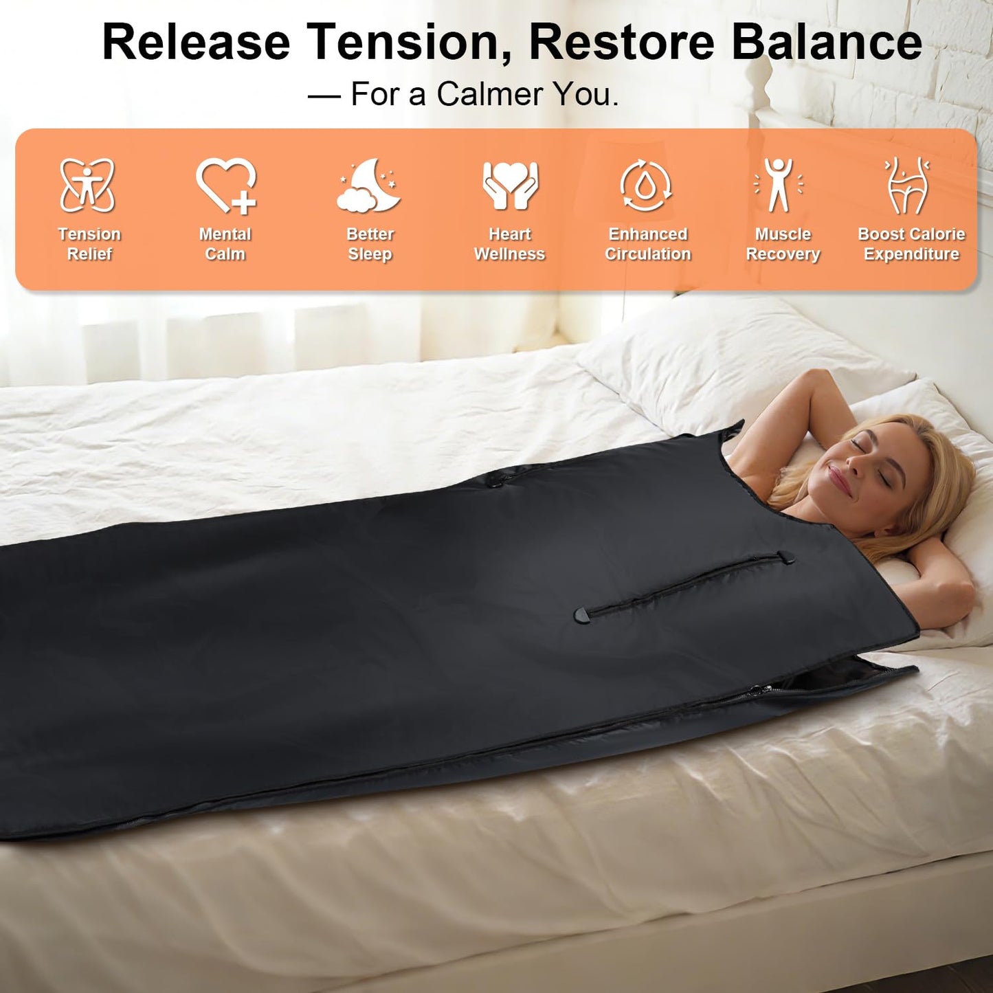 GENERAL ARMOR Dual-Zone Far-Infrared Sauna Blanket for Home Wellness – 176°F Fast Heating, Full-Body Detox, Muscle Recovery & Relaxation, Adjustable Temperature Timer, Portable