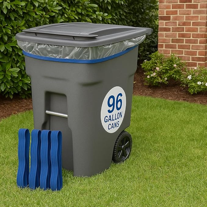 Kitchentoolz 36" Extra Large Rubber Bands for 95-96 Gallon Trash Cans and Moving Blankets – Heavy Duty 6-Pack