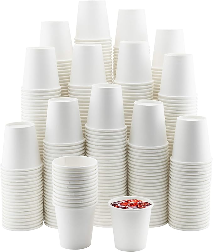 NYHI 500 Pack 6 oz White Small Disposable Paper Coffee Cups Hot Cold Beverage Drinking Cup for Water Juice Espresso Tea Id...