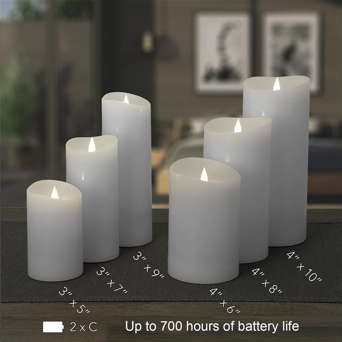 Softflame Flameless LED Candles with Remote Control, 4"x 8.3"Flickering 3D Moving Flame Battery Operated Candles in Real Wax Shell for Indoor Use, Home Decor White
