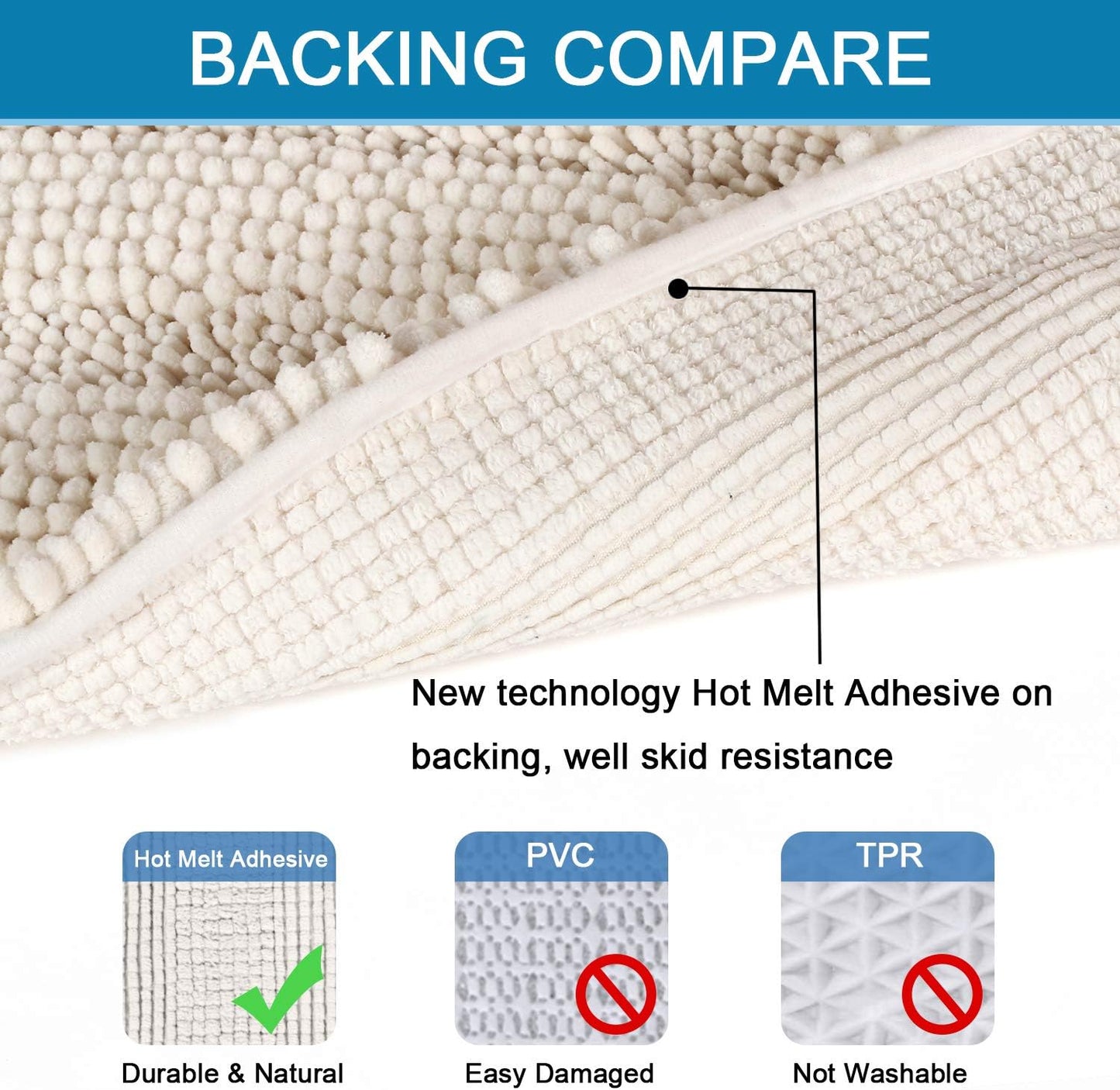 H.VERSAILTEX Bathroom Rugs Bath Mat Runner Rug Non Slip Kitchen Rug Extra Long Bath Rug Runners Oversized 59" x 20" Absorbent Washable Dry Fast Plush Area Rug for Bathroom/Bedroom - Ivory