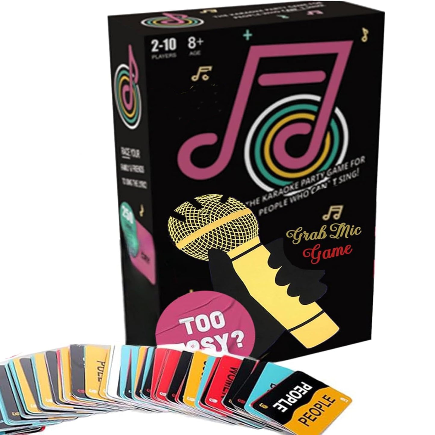 The Mic Games– Family Karaoke Board Game, Games for Bad Singers with 250 Lyrics (125 Cards) for Hilarious Game Nights & Birthday Party