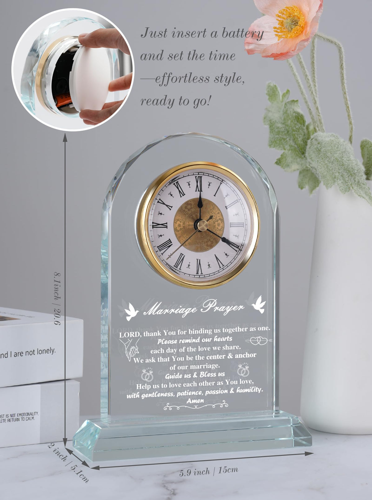 WinTaim Wedding Gifts for Couples for Couple Clock Keepsake, Engagement & Bridal Shower Present, Unique Marriage Gift for Bride & Groom, Newlywed Mr & Mrs