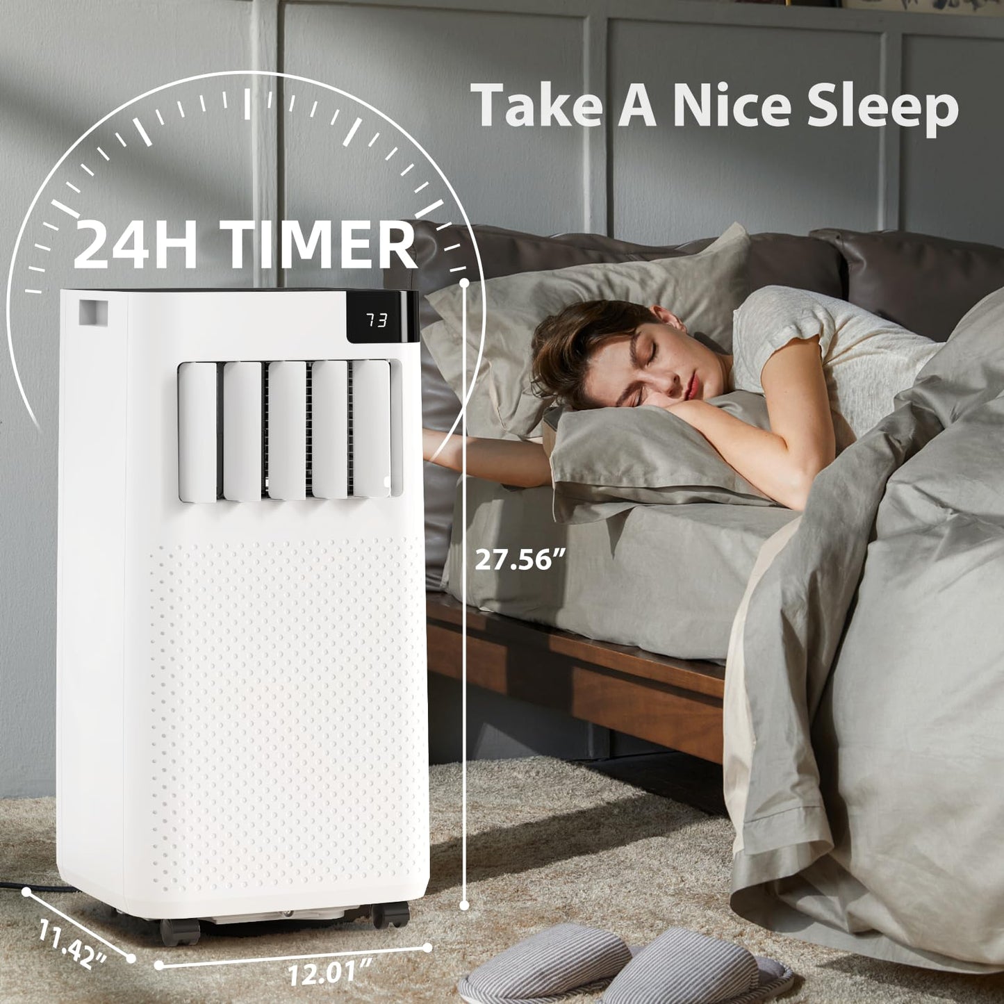 Antarctic Star Portable Air Conditioner 10000 BTU,5-in-1 AC Unit with Cool, Dehumidifier, Fan, Sleep & Timer Modes, Auto Swing, Child Lock, Cools Up to 450 Sq.Ft, Air Conditioner for Bedroom Apartment