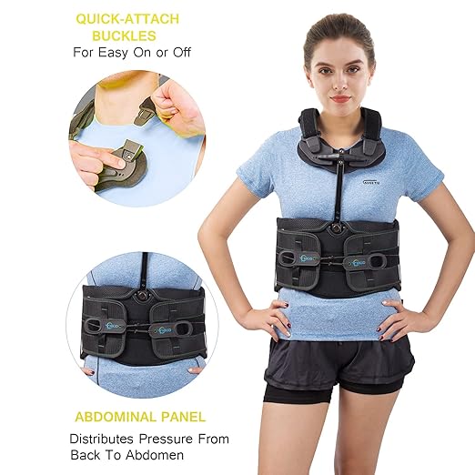 TODDOBRA TLSO Thoracic Full Back Brace for Men Women for Kyphosis, Post Op Recovery, Compression Fractures, Scoliosis, DDD, Herniated Discs, Adjustable Thoracic Lumbar Spine Support (Size XL)
