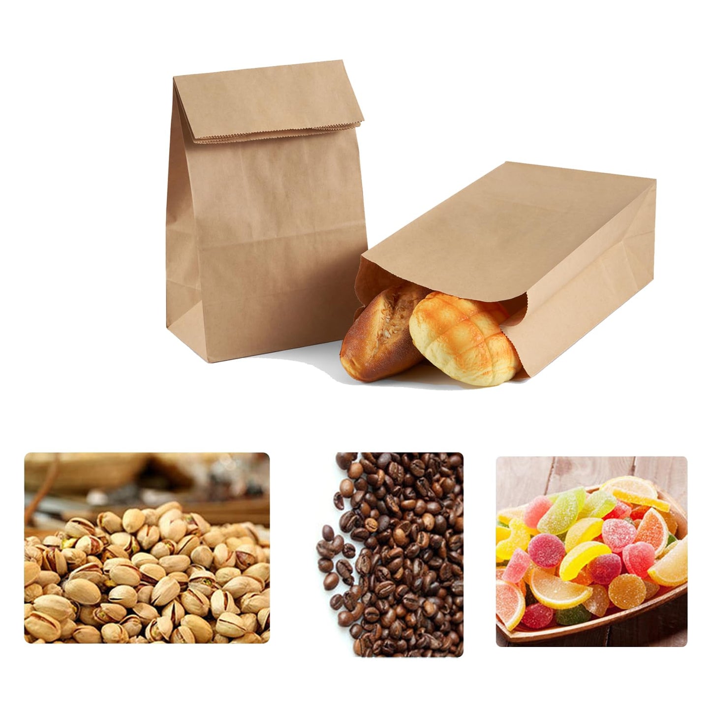 LOOKSGO 40 Count Brown Grocery Lunch Bag Kraft Paper Bags 4 lb Capacity