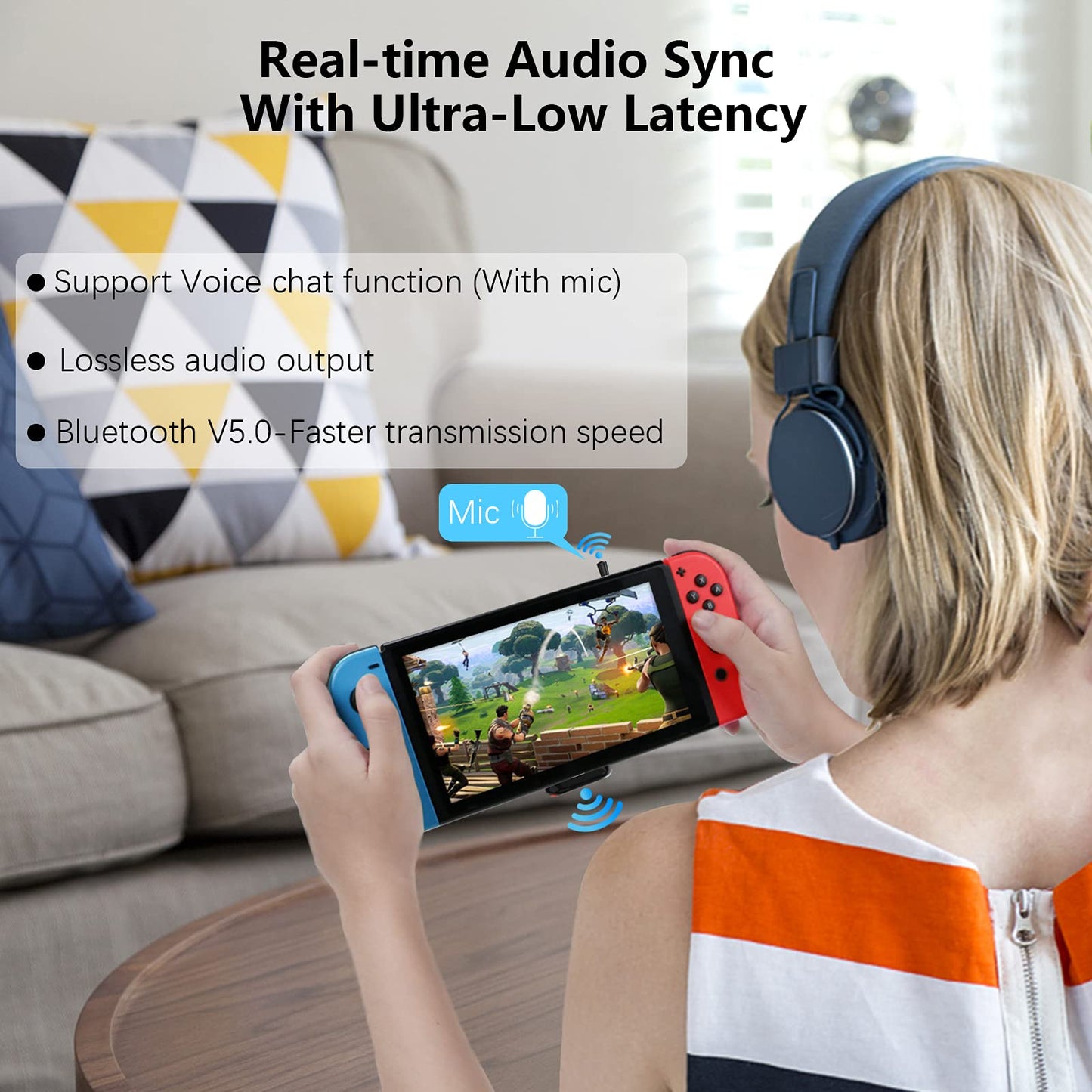 Thunderobot Bluetooth Adapter For Nintendo Switch/Lite, Bt 5.0 Wireless Audio Transmitter With Low Latency Usb C To A Converter