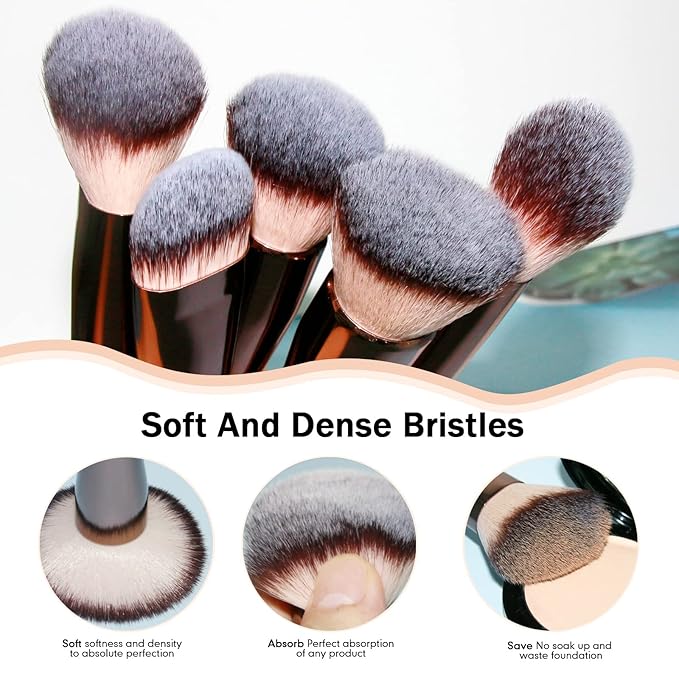 Makeup Brushes, Daubigny 16Pcs Complete Premium Synthetic Makeup Brush Set with Professional Foundation Brushes Powder Concealers Eye shadows Blush Makeup Brush for Perfect Makeup (Champagne Gold)