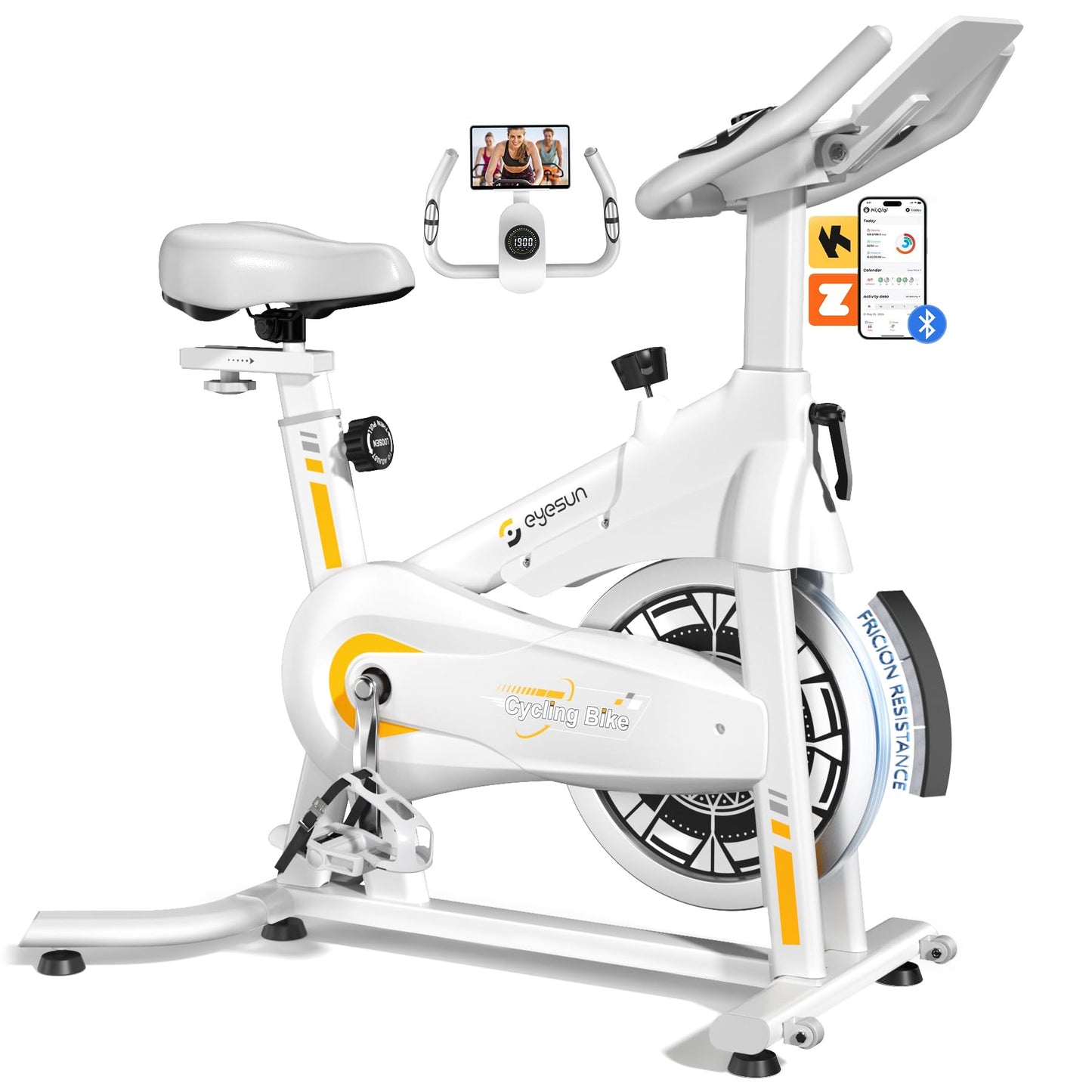 Exercise Bikes for Home,Indoor Bike with Adjustable Friction,Brake Pad Resistance Silent Belt Drive,350lbs/300lbs Weight Capacity&Upgraded Version Seat for Home Cardio&Weight Loss(QM-530W)
