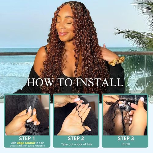 24 Inch 100g Human Braiding Hair 2 Bundles/Pack Deep Wave Bulk Human Braiding Hair for Boho Braids Wet and Wavy Brown Braiding Hair #30 Color No Weft Micro Braiding Hair Human Hair Extensions