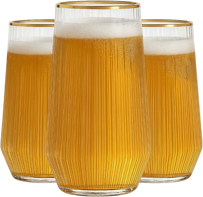 48 Pack Ribbed Ripple Stemless Toasting Glasses, Origami Durable 9 Oz BPA-Free Disposable Plastic Champagne Flutes for Wed...