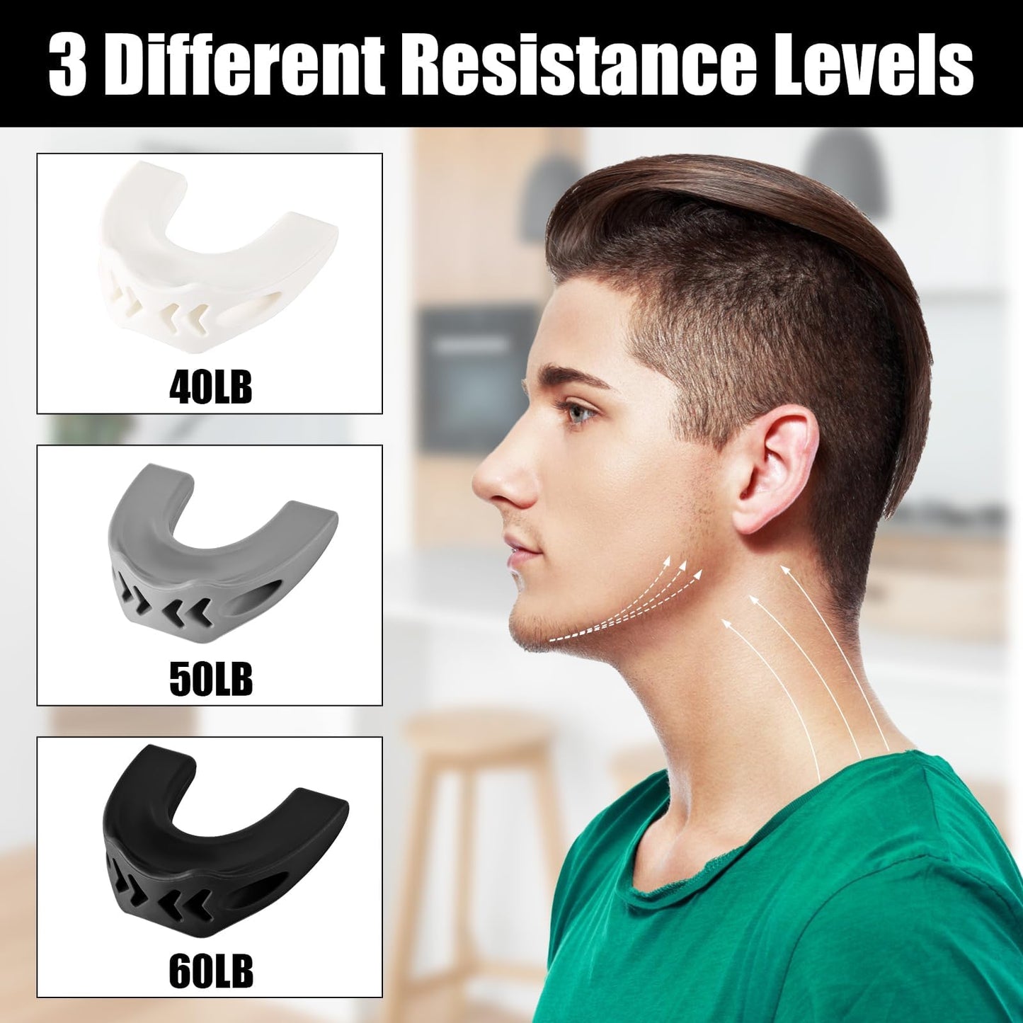 Jaw Trainer-Jawline Exerciser for Men & Women|3 Resistance Levels Jaw Exerciser for Beginner Intermediate & Advanced Users