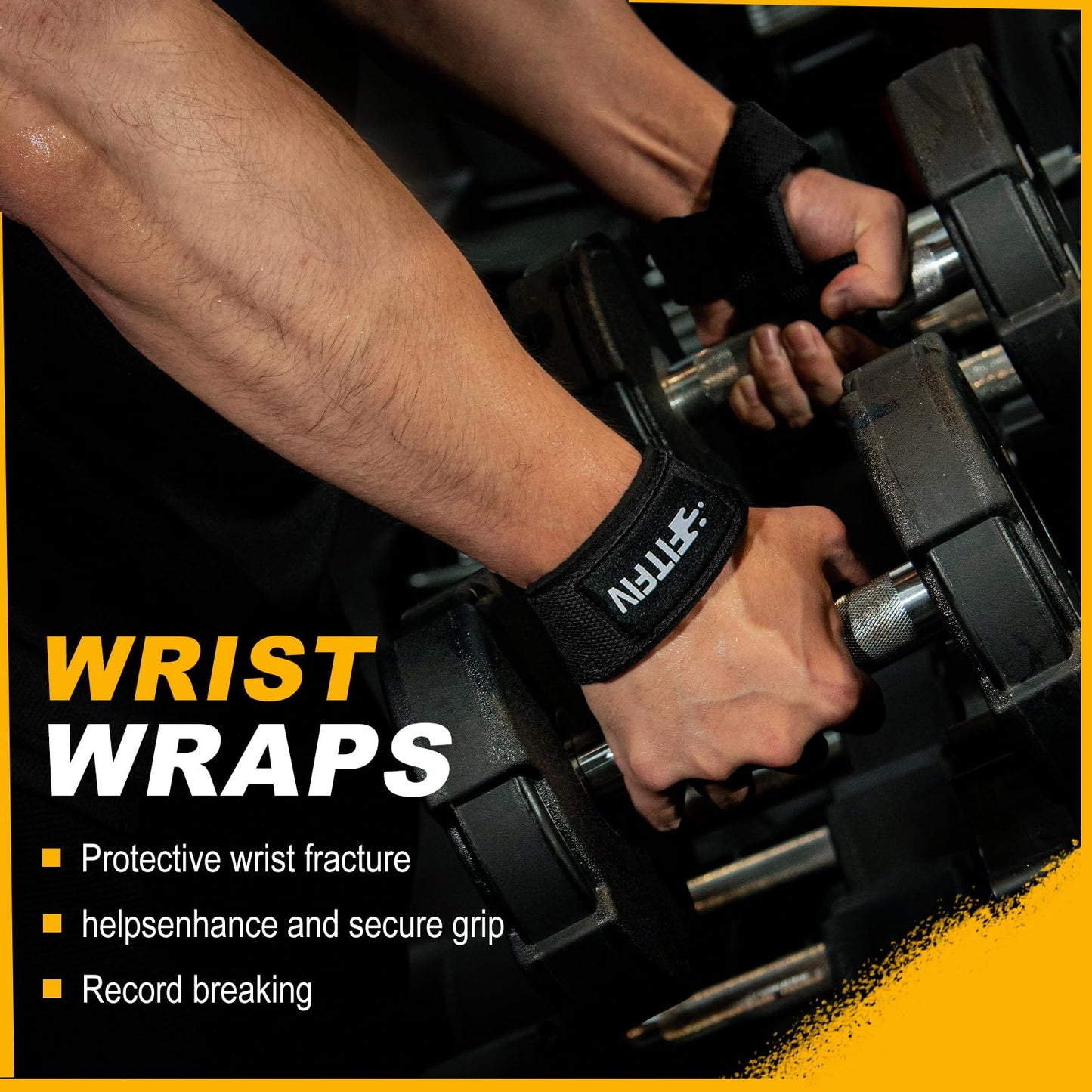 FITFIV Lifting Straps for Weightlifting, Lifting Wrist Straps for Gym Strength Training, Neoprene-padded Wrist Cushion - Men & Women