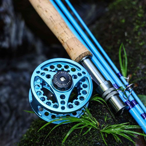 Sougayilang Fly Fishing Rod and Reel Combo, 4-Piece Fly Rod and Aluminum Alloy Reel Complete Starter Package with Rod Bag-Blue-#5