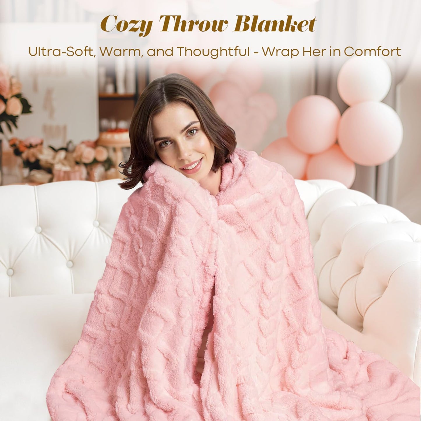 Birthday Gifts for Women, Unique Birthday Gift Basket for Women, Thoughtful and Relaxing Birthday Gifts for Mom, Wife, Sister, Best Friend, Her Self Care Box, Luxury Gift Set (Pink)