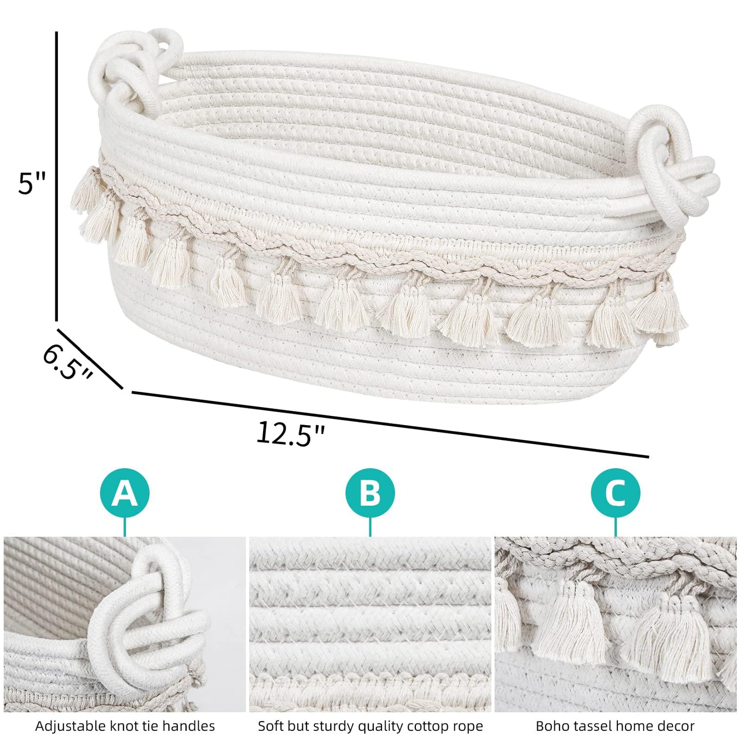 Followarm Small Basket for Gifts Empty, Woven Storage Cute Toilet Paper Storage Decorative Gift Basket Empty to Fill Baby Shower Nursery